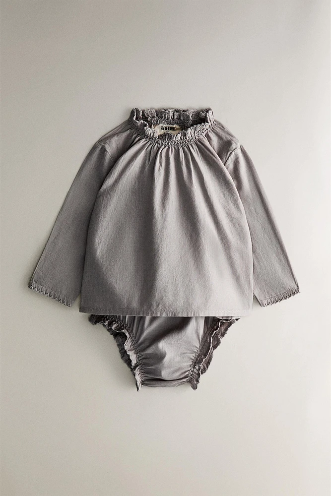 RUFFLED SHIRT AND BLOOMERS SET