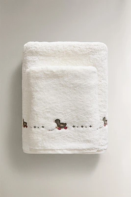 SERVIETTE DE BAIN ENFANT PETITS CANARDS APPLIQUÉS