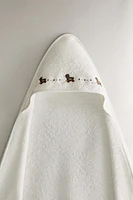 HOODED BABY TOWEL WITH DUCKLING APPLIQUÉS