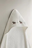 HOODED BABY TOWEL WITH DUCKLING APPLIQUÉS