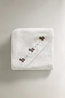 HOODED BABY TOWEL WITH DUCKLING APPLIQUÉS