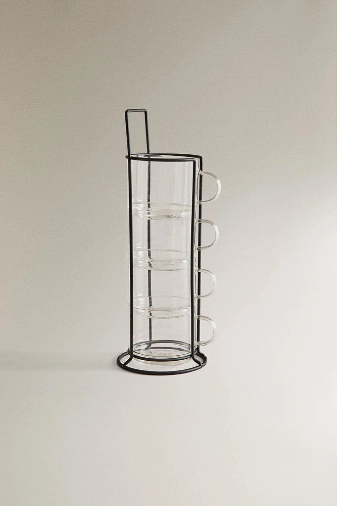 BOROSILICATE GLASS CUP TOWER (SET OF 4)