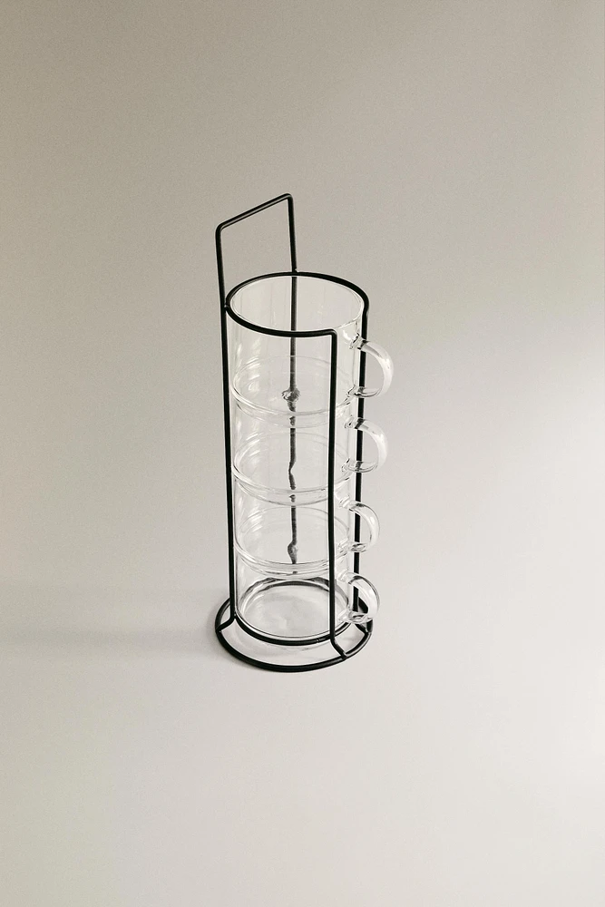 BOROSILICATE GLASS CUP TOWER (SET OF 4)