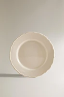 EARTHENWARE DINNER DISH WITH RAISED-DESIGN EDGE