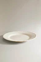 EARTHENWARE DINNER DISH WITH RAISED-DESIGN EDGE