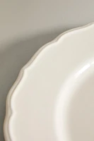 EARTHENWARE DINNER DISH WITH RAISED-DESIGN EDGE