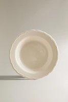 EARTHENWARE SOUP PLATE WITH RAISED-DESIGN EDGE