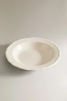 EARTHENWARE SOUP PLATE WITH RAISED-DESIGN EDGE