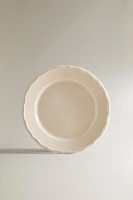 EARTHENWARE DESSERT PLATE WITH RAISED-DESIGN EDGE