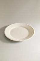 EARTHENWARE DESSERT PLATE WITH RAISED-DESIGN EDGE