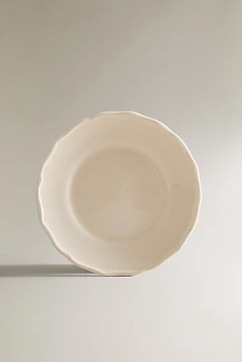 EARTHENWARE SIDE DISH WITH RAISED-DESIGN EDGE