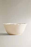 EARTHENWARE SALAD BOWL WITH RAISED-DESIGN EDGE