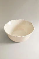 EARTHENWARE SALAD BOWL WITH RAISED-DESIGN EDGE