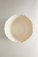 EARTHENWARE SALAD BOWL WITH RAISED-DESIGN EDGE