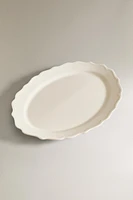 EARTHENWARE SERVING DISH WITH RAISED-DESIGN EDGE