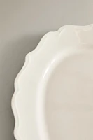 EARTHENWARE SERVING DISH WITH RAISED-DESIGN EDGE