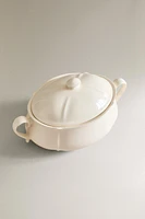 EARTHENWARE TUREEN WITH RAISED-DESIGN EDGE