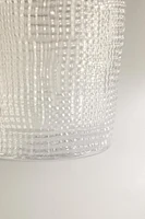 GLASS CUP WITH RAISED DESIGN