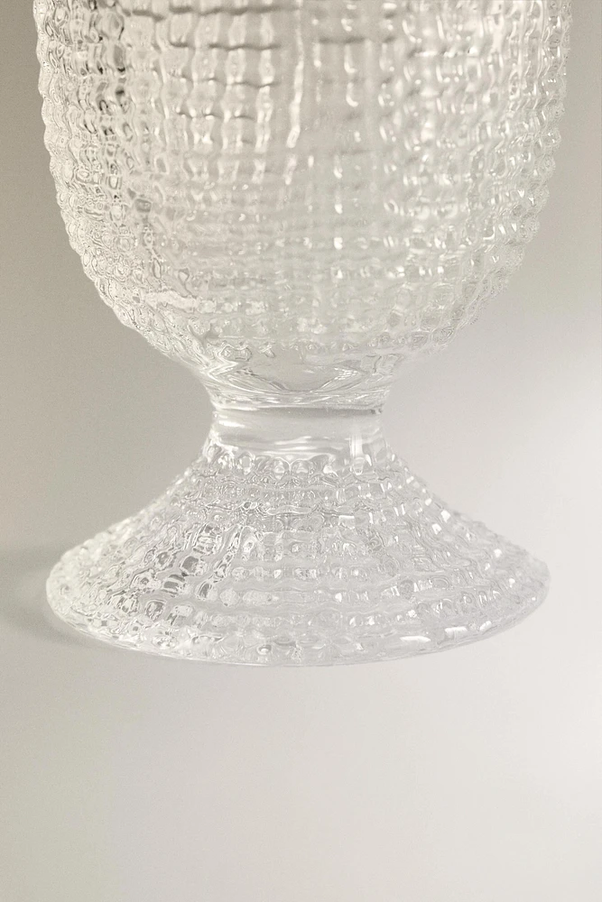 GLASS EGG CUP WITH RAISED DETAIL