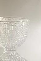 GLASS EGG CUP WITH RAISED DETAIL