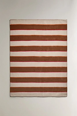 WOOL & CASHMERE BLANKET WITH MULTICOLORED STRIPES