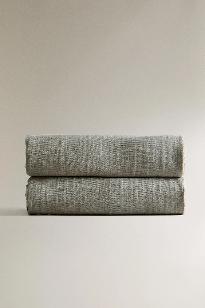 FRINGED LINEN BLANKET