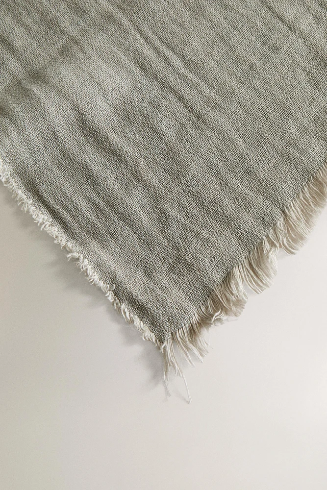 FRINGED LINEN BLANKET