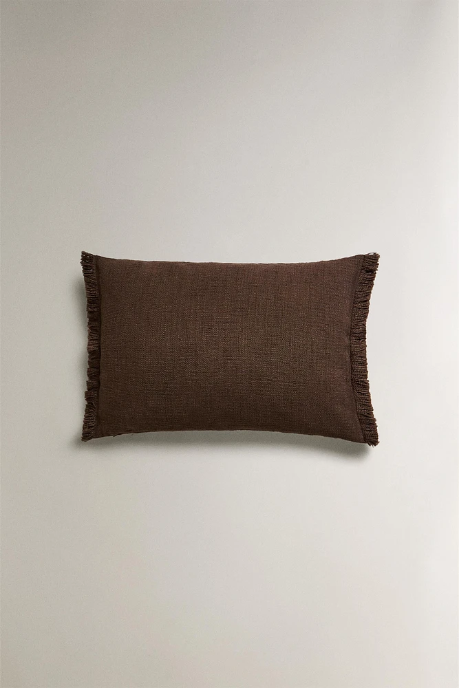 FRINGED THROW PILLOW COVER