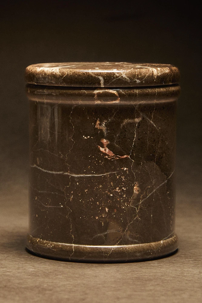 MARBLE CANDLE CONTAINER WITH LID