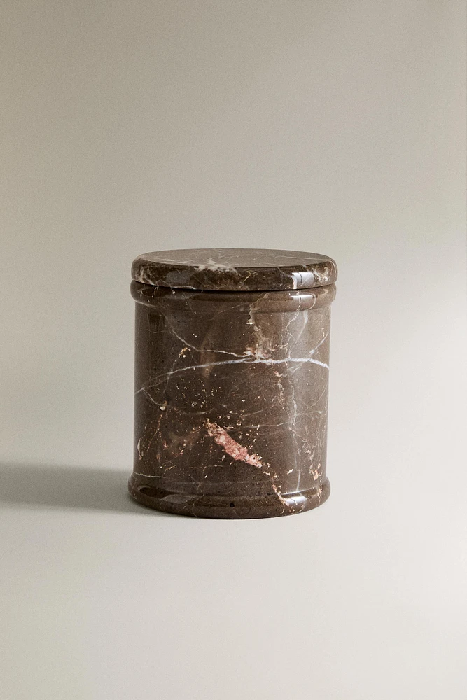 MARBLE CANDLE CONTAINER WITH LID