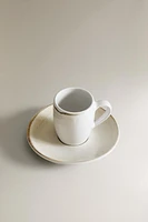 STONEWARE COFFEE CUP AND SAUCER