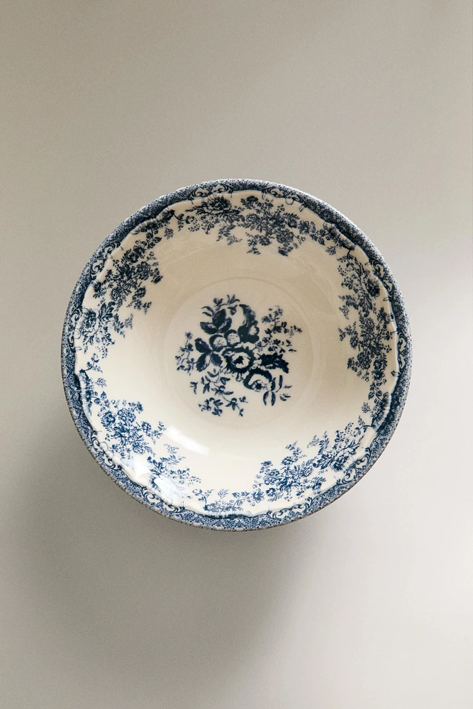 FLORAL EARTHENWARE BOWL