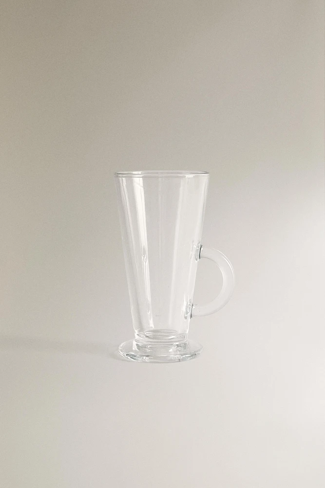 GLASS COFFEE CUP WITH HANDLE