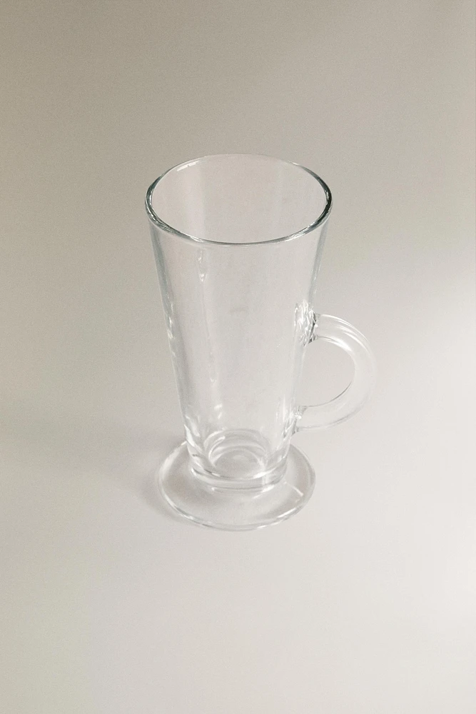 GLASS COFFEE CUP WITH HANDLE