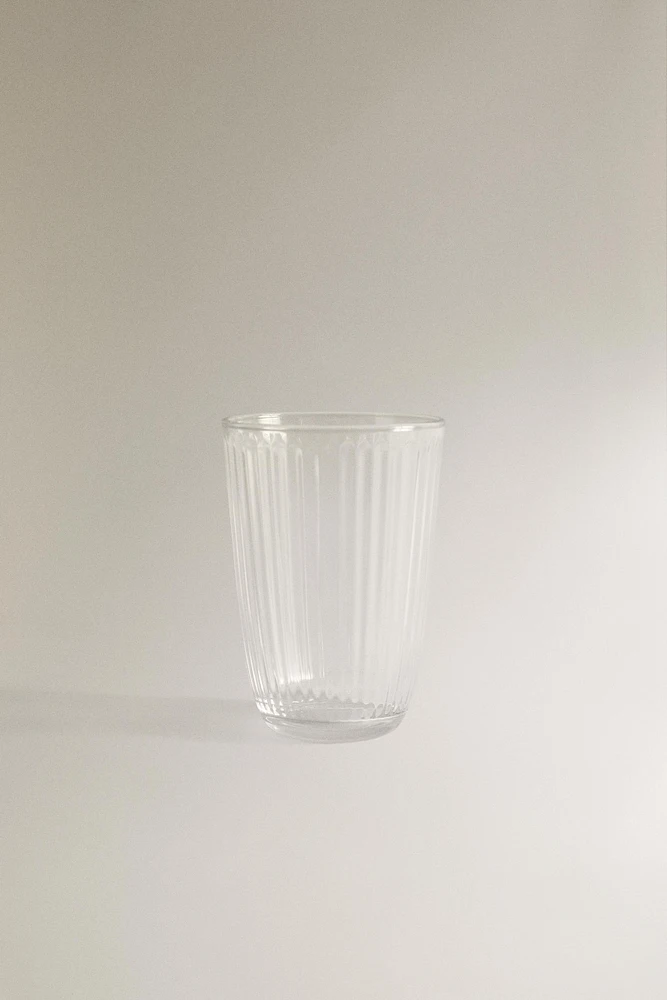 LINE-DESIGN GLASS SOFT DRINK TUMBLER