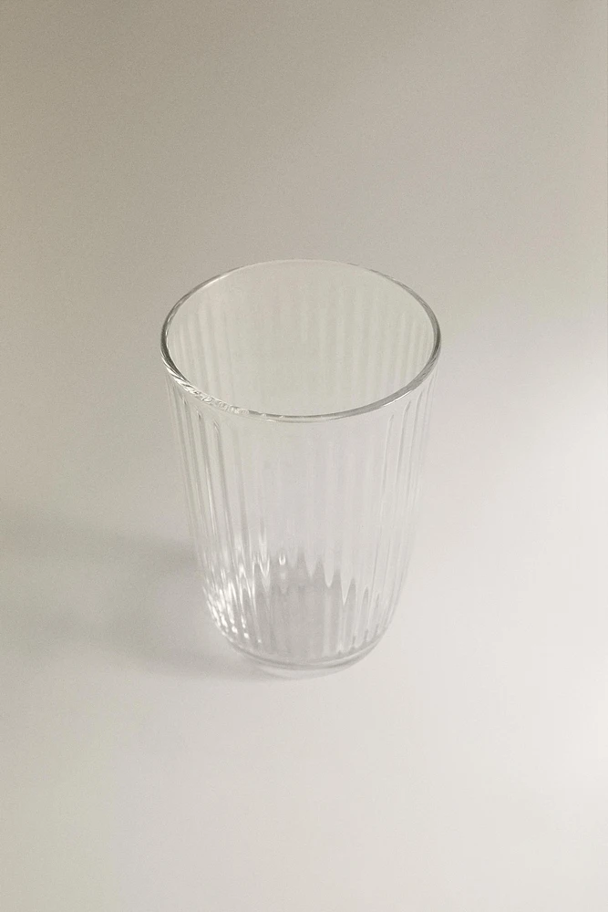 LINE-DESIGN GLASS SOFT DRINK TUMBLER