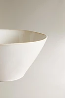 STONEWARE SALAD BOWL WITH CONTRASTING RIM