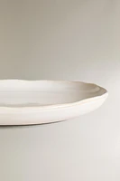 STONEWARE SERVING DISH WITH CONTRASTING RIM