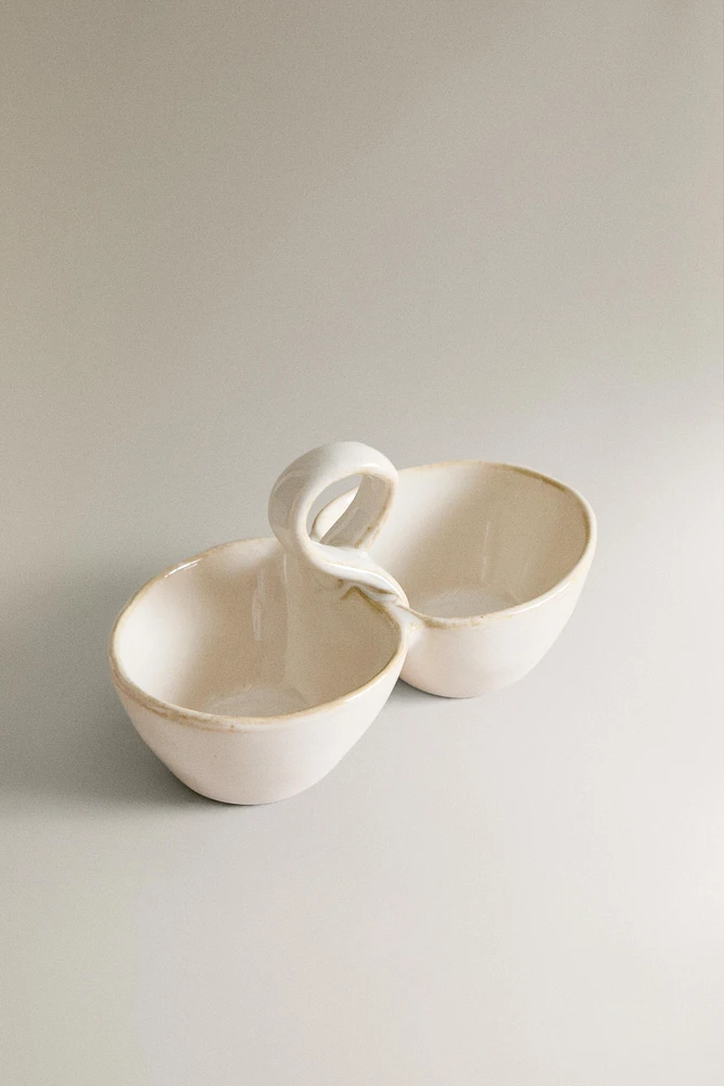 STONEWARE SNACK BOWL WITH A CONTRAST RIM