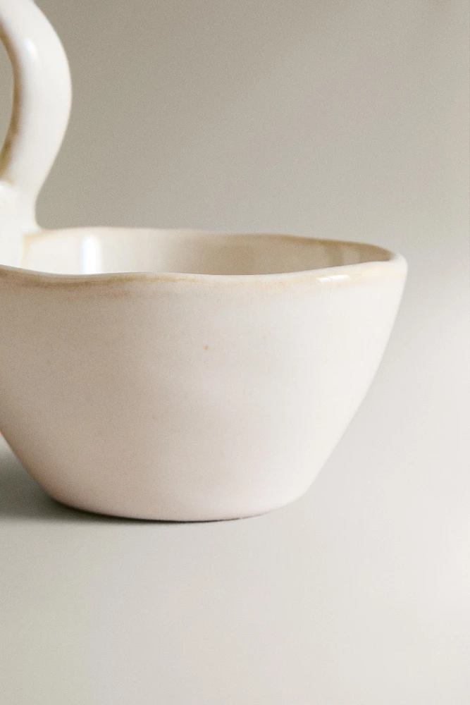 STONEWARE SNACK BOWL WITH A CONTRAST RIM