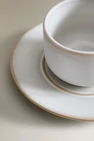 ECRU RIM TEACUP AND SAUCER