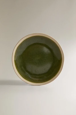 GREEN AND BEIGE DINNER PLATE