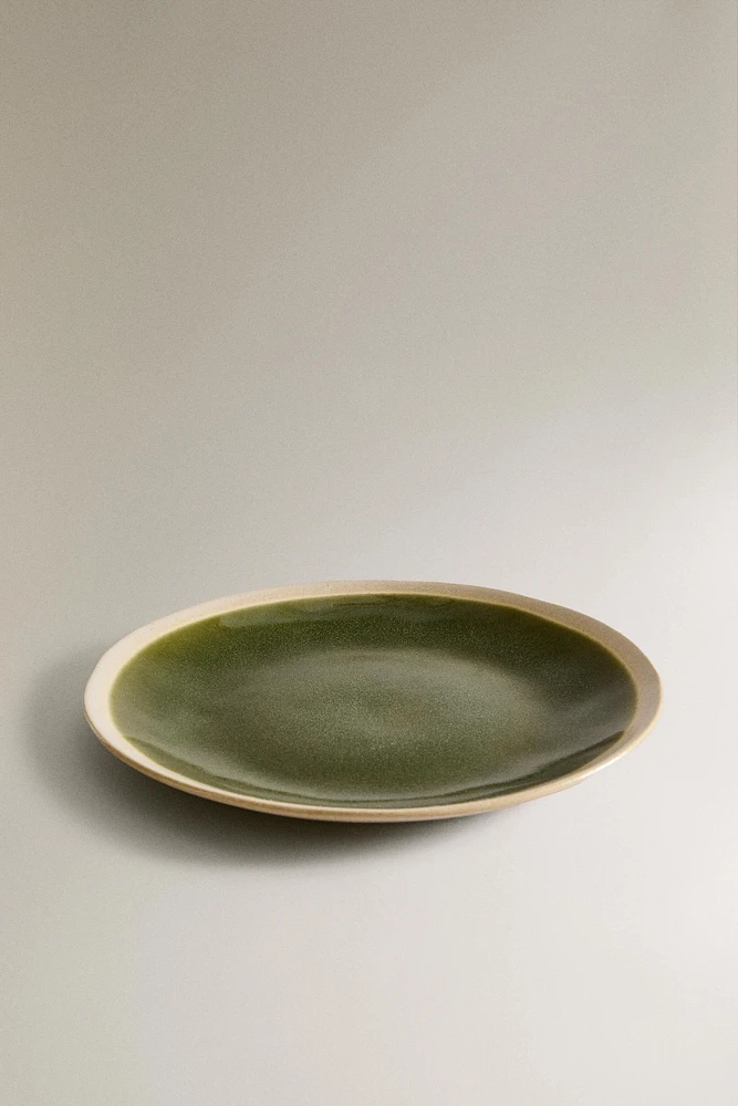 ASSIETTE PLATE VERTE ET BEIGE