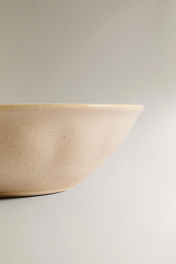 GREEN AND BEIGE STONEWARE BOWL