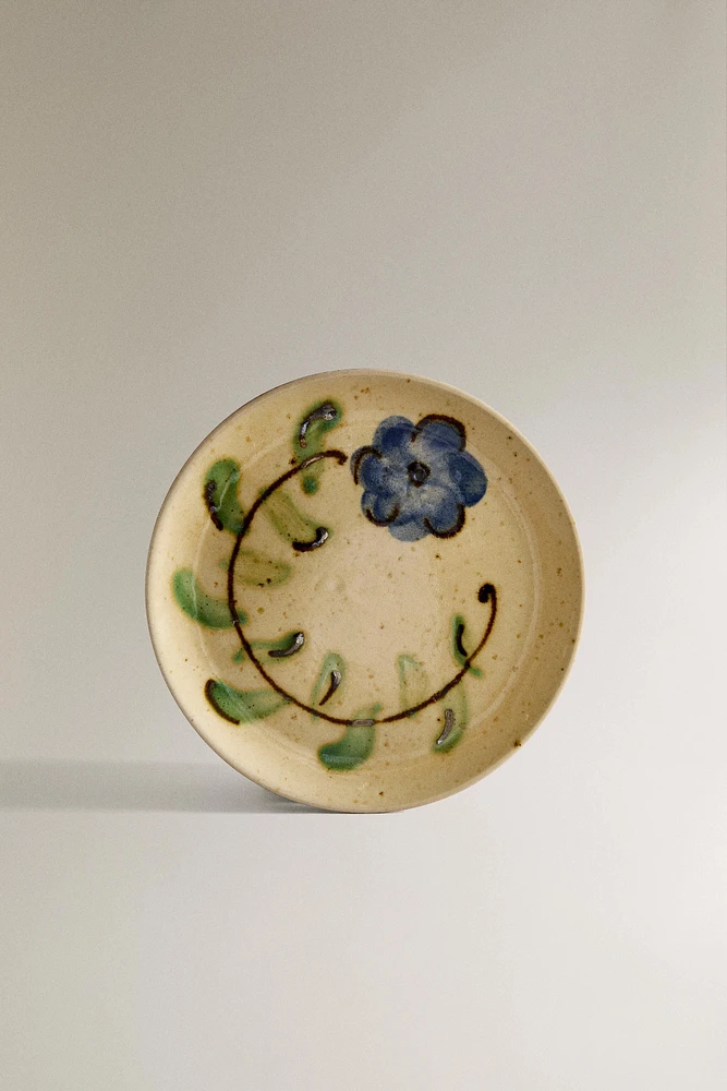 FLORAL EARTHENWARE DESSERT PLATE