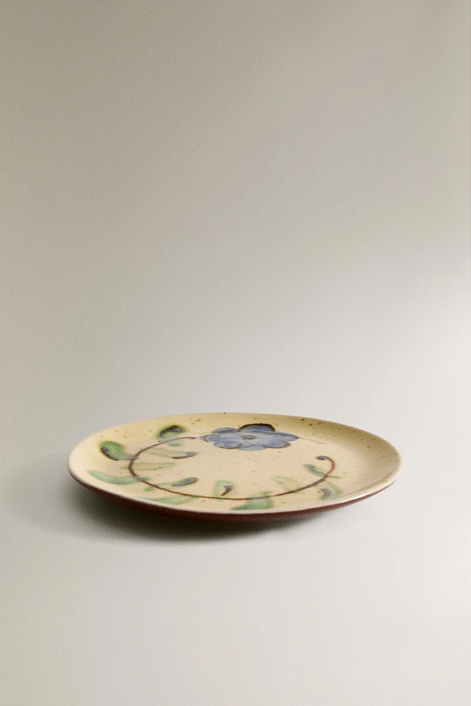 FLORAL EARTHENWARE DESSERT PLATE