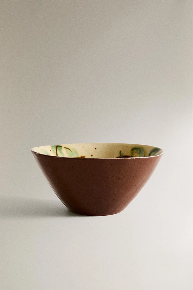 FLORAL EARTHENWARE BOWL