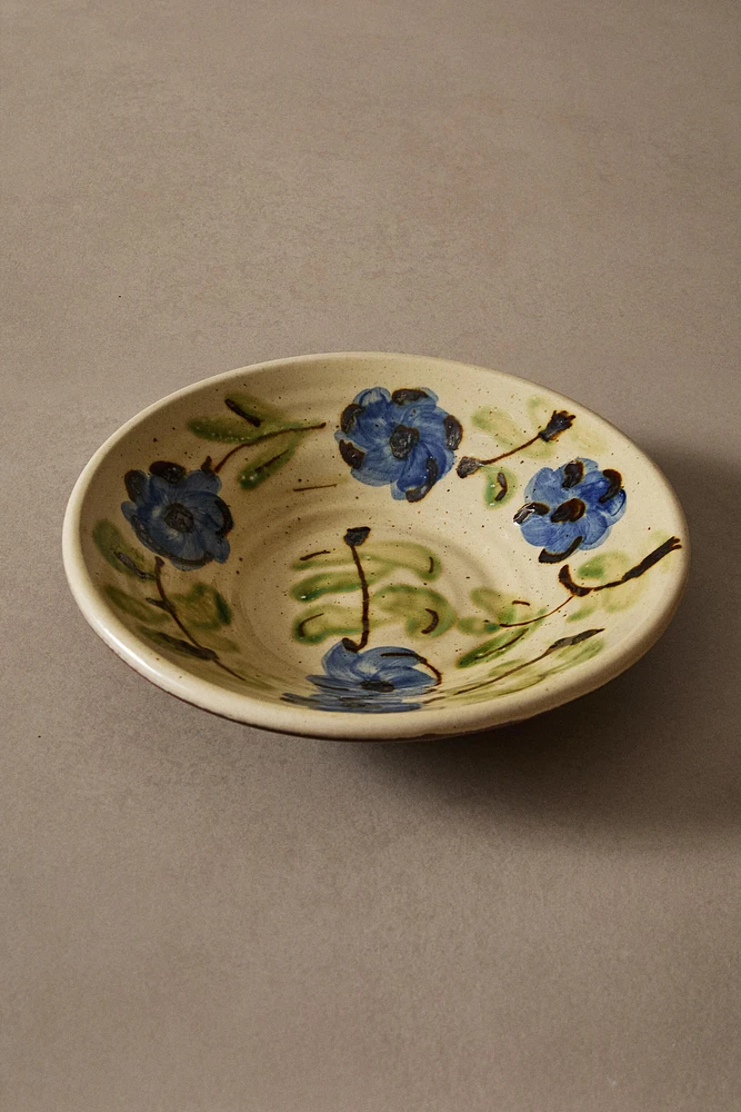 FLORAL EARTHENWARE SALAD BOWL