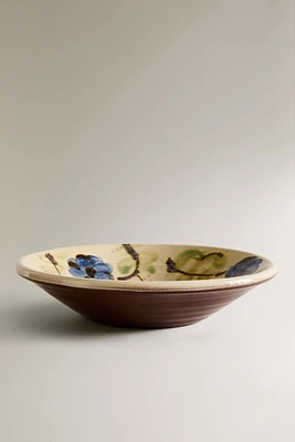 FLORAL EARTHENWARE SALAD BOWL