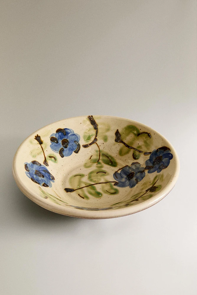 FLORAL EARTHENWARE SALAD BOWL